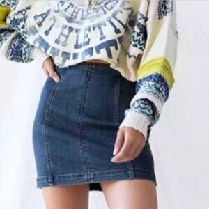 Free People Modern Femme High Rise Denim Mini Skirt Size 0 Blue